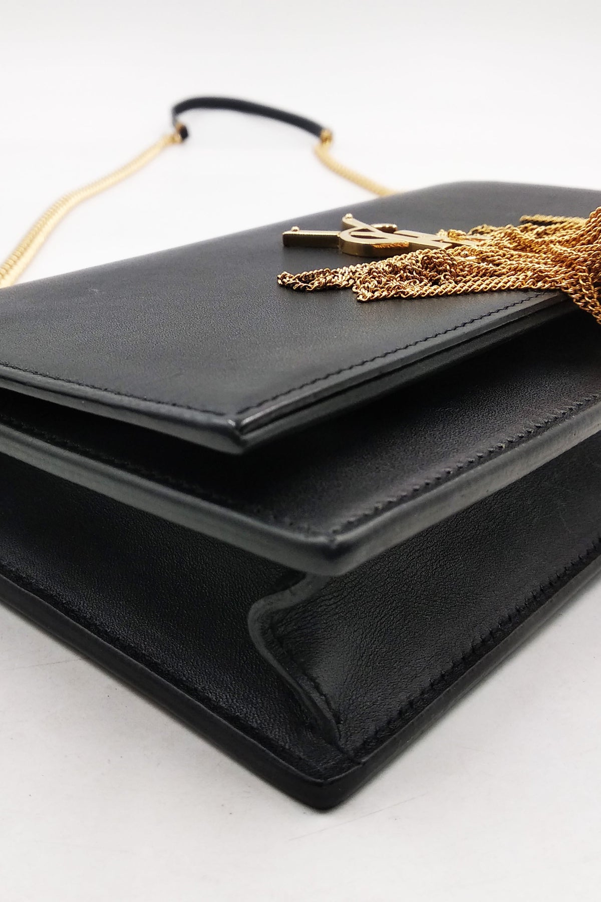 Monogram Small Kate with Tassel Black with Gold Hardware Black