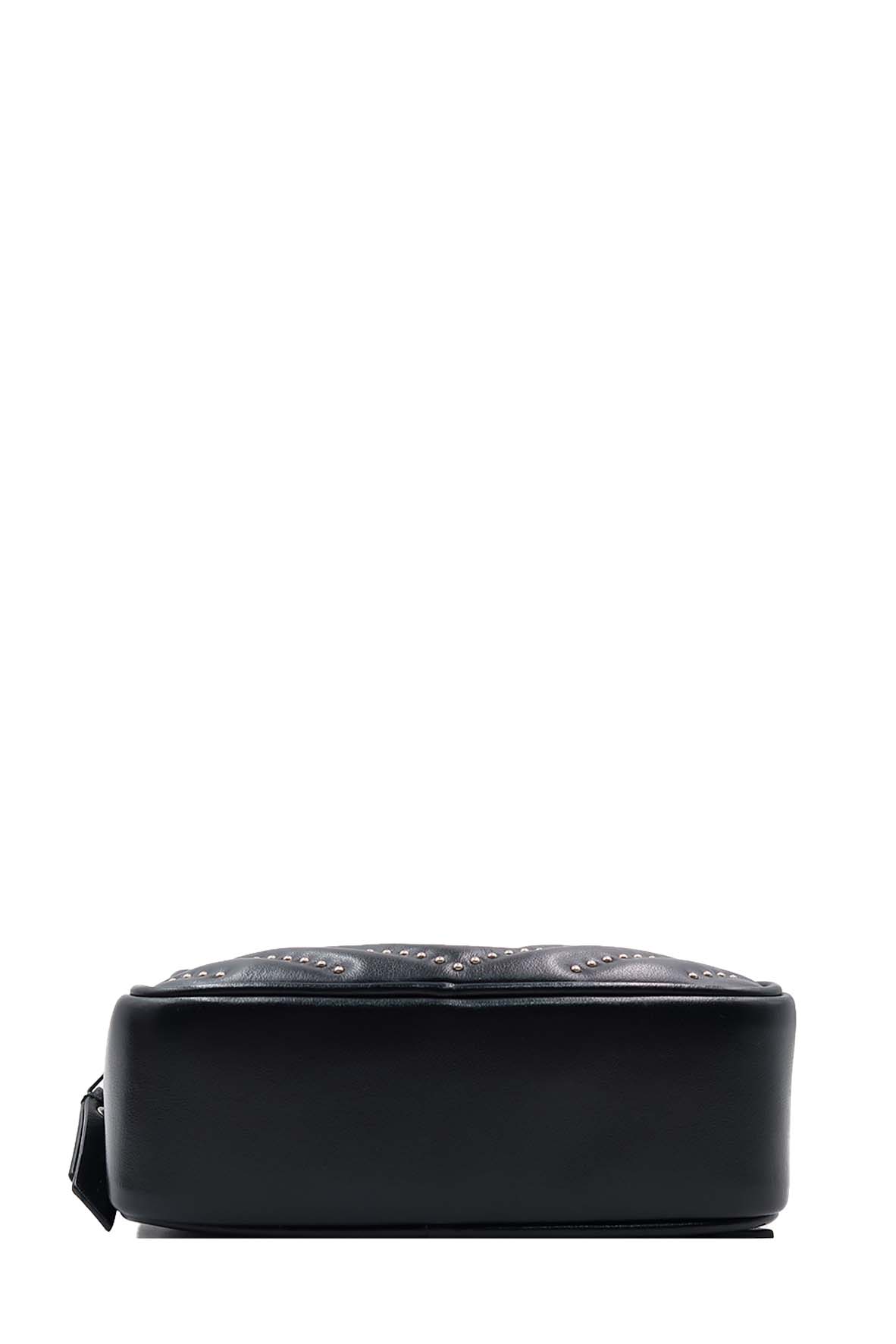 Studded Chevron Quilted Lou Belt Bag Black