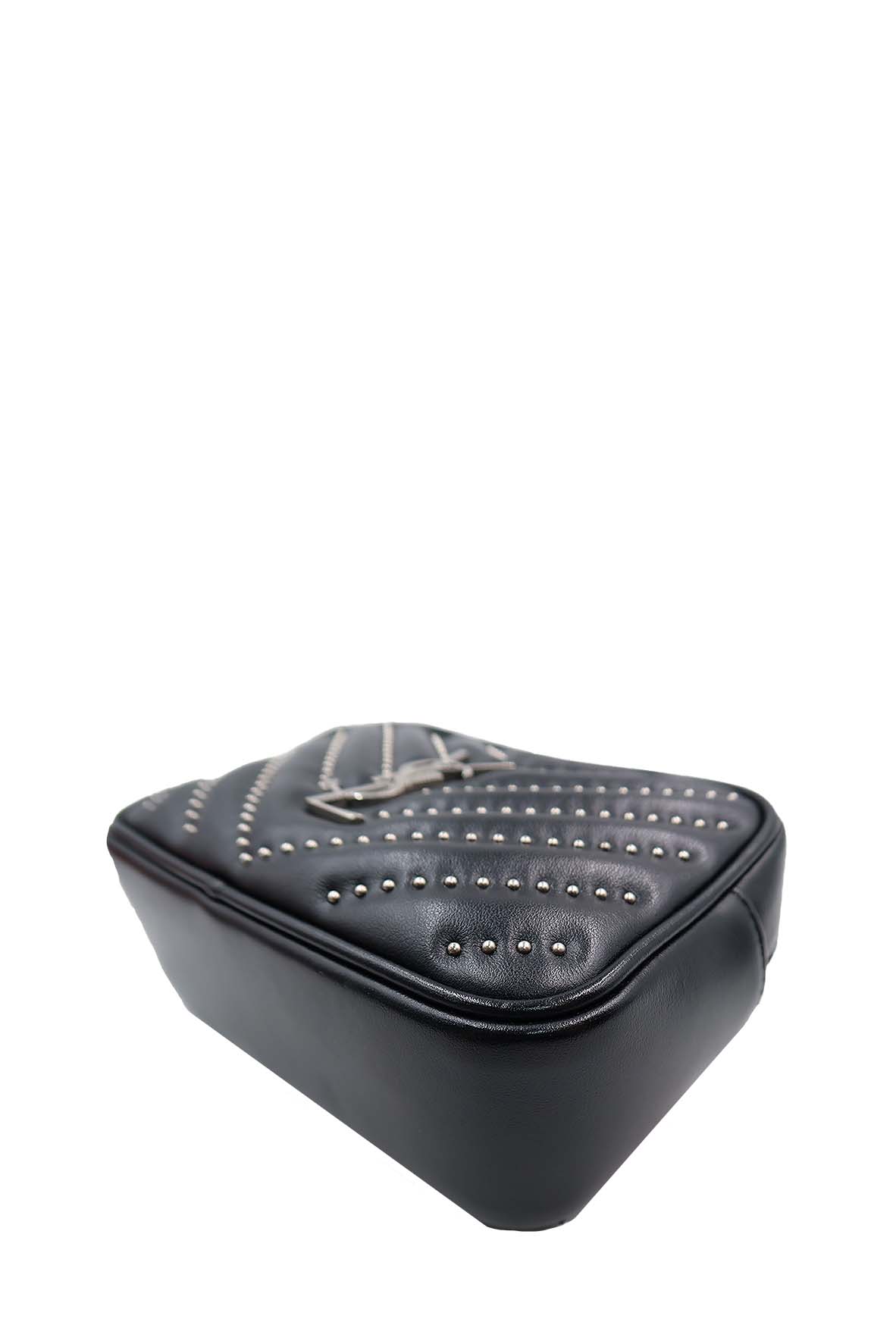 Studded Chevron Quilted Lou Belt Bag Black