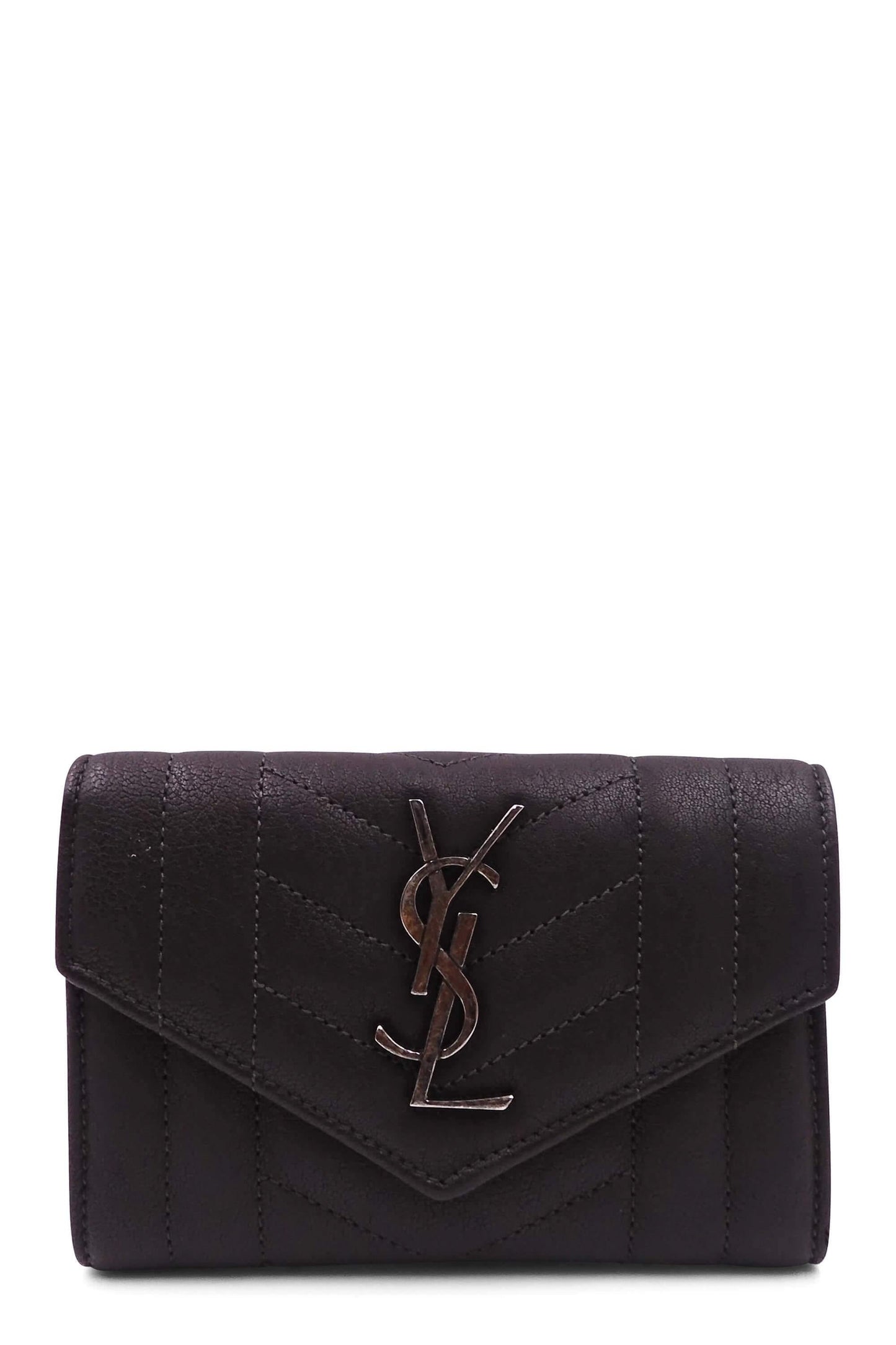 YSL Compact Wallet Dark Brown