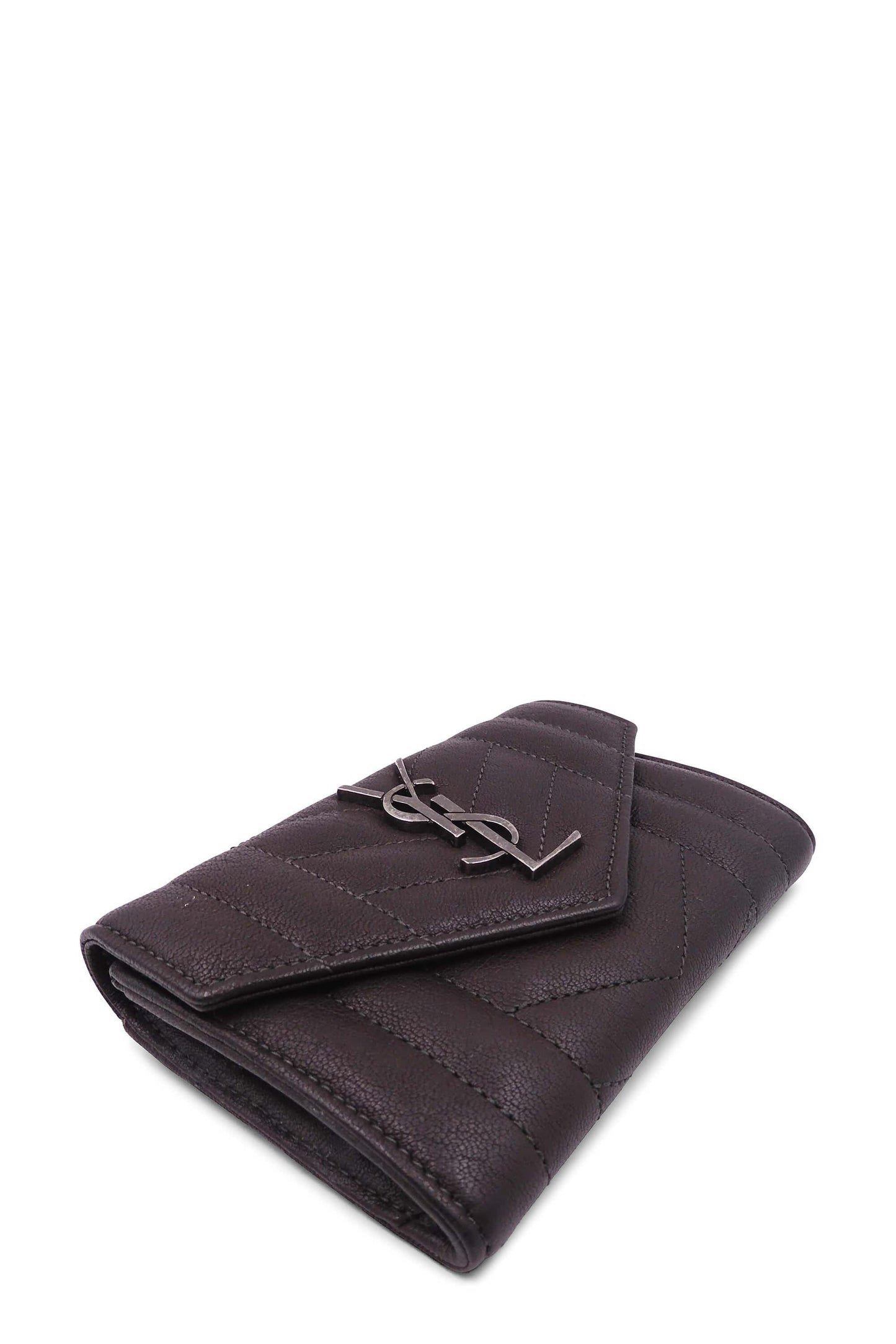 YSL Compact Wallet Dark Brown