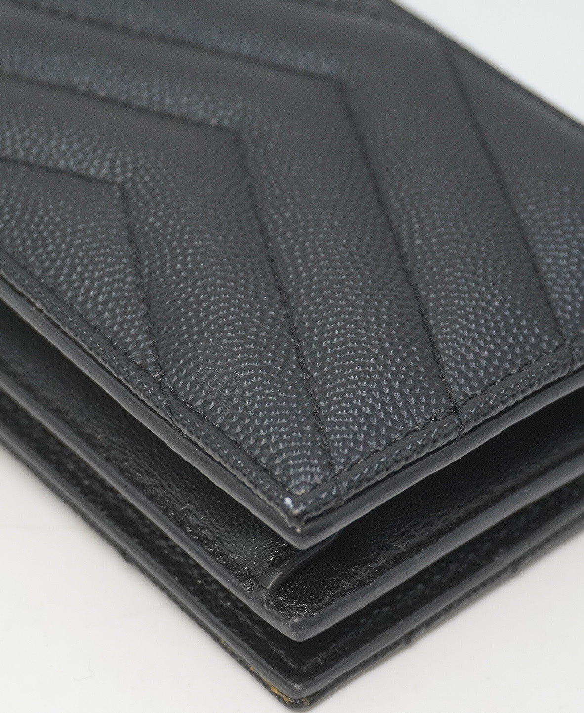 Matelasse Leather Monogram Compact Wallet Black