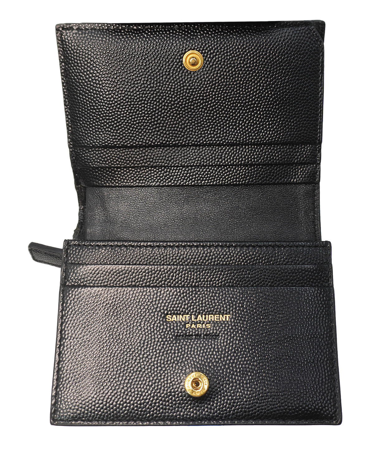 Matelasse Leather Monogram Compact Wallet Black