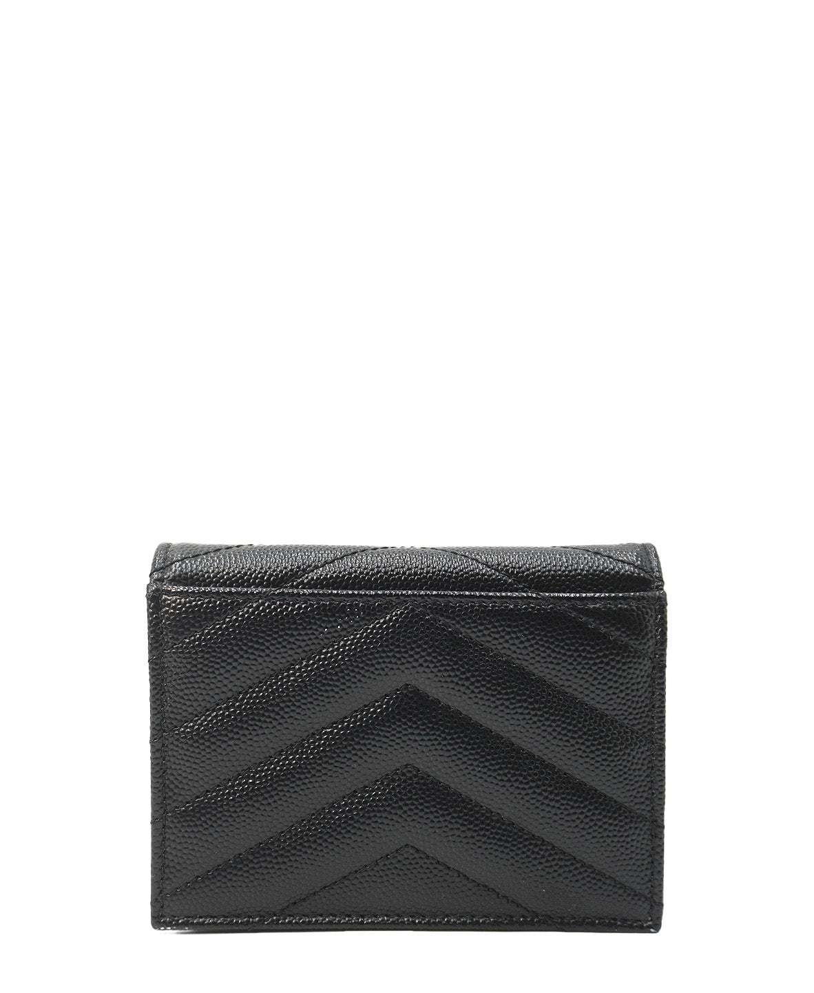 Matelasse Leather Monogram Compact Wallet Black