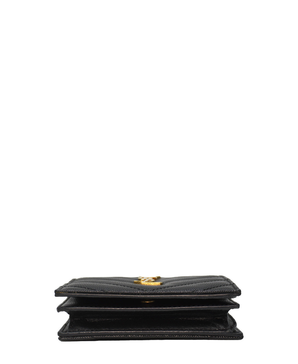 Matelasse Leather Monogram Compact Wallet Black