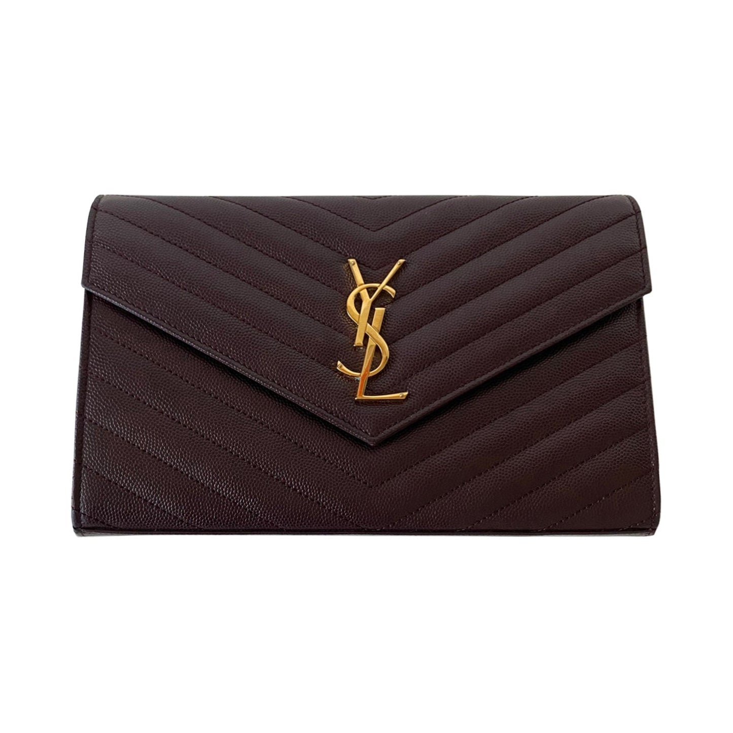 Saint Laurent Grain De Poudre Monogram Wallet On Chain