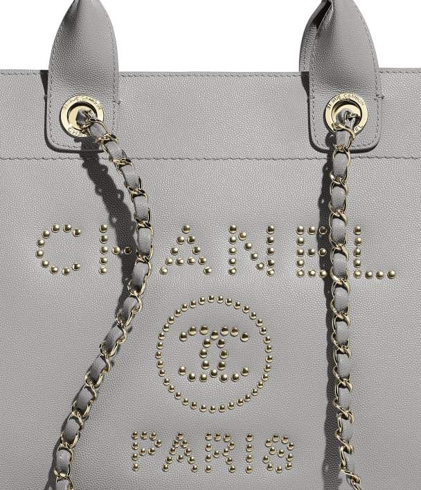 Chanel Deauville Fabric Tote Gray best quality