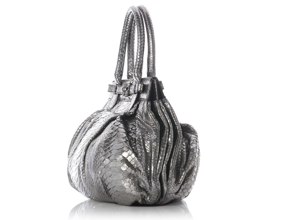 Zagliani Pewter Python Puffy