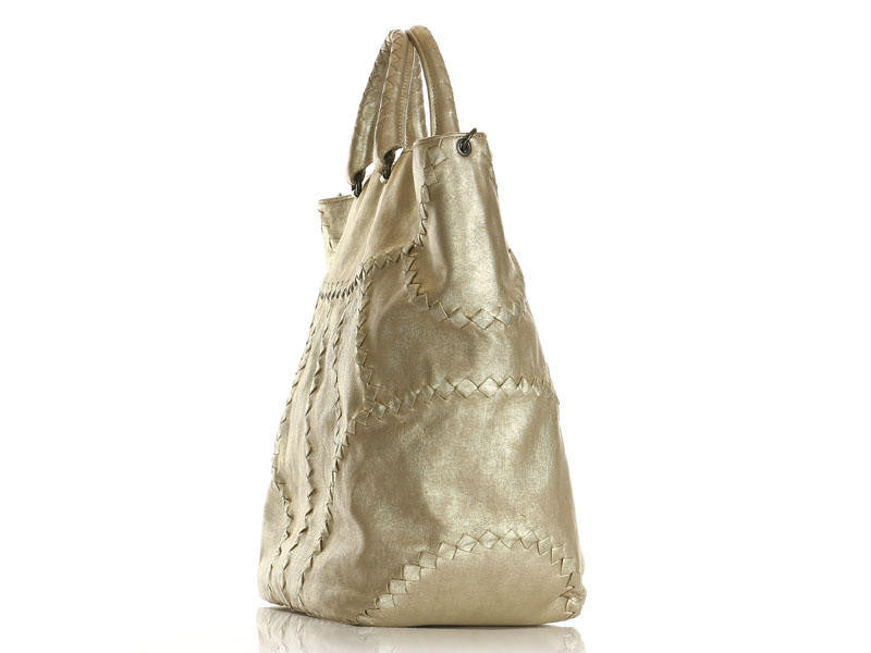 Bottega Veneta Light Metallic Gold Leather Hobo