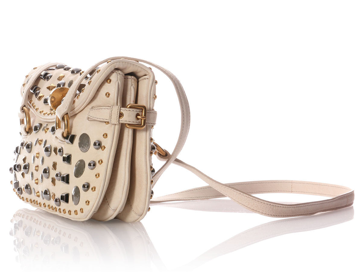 Miu Miu Studded Cream Shoulder Bag