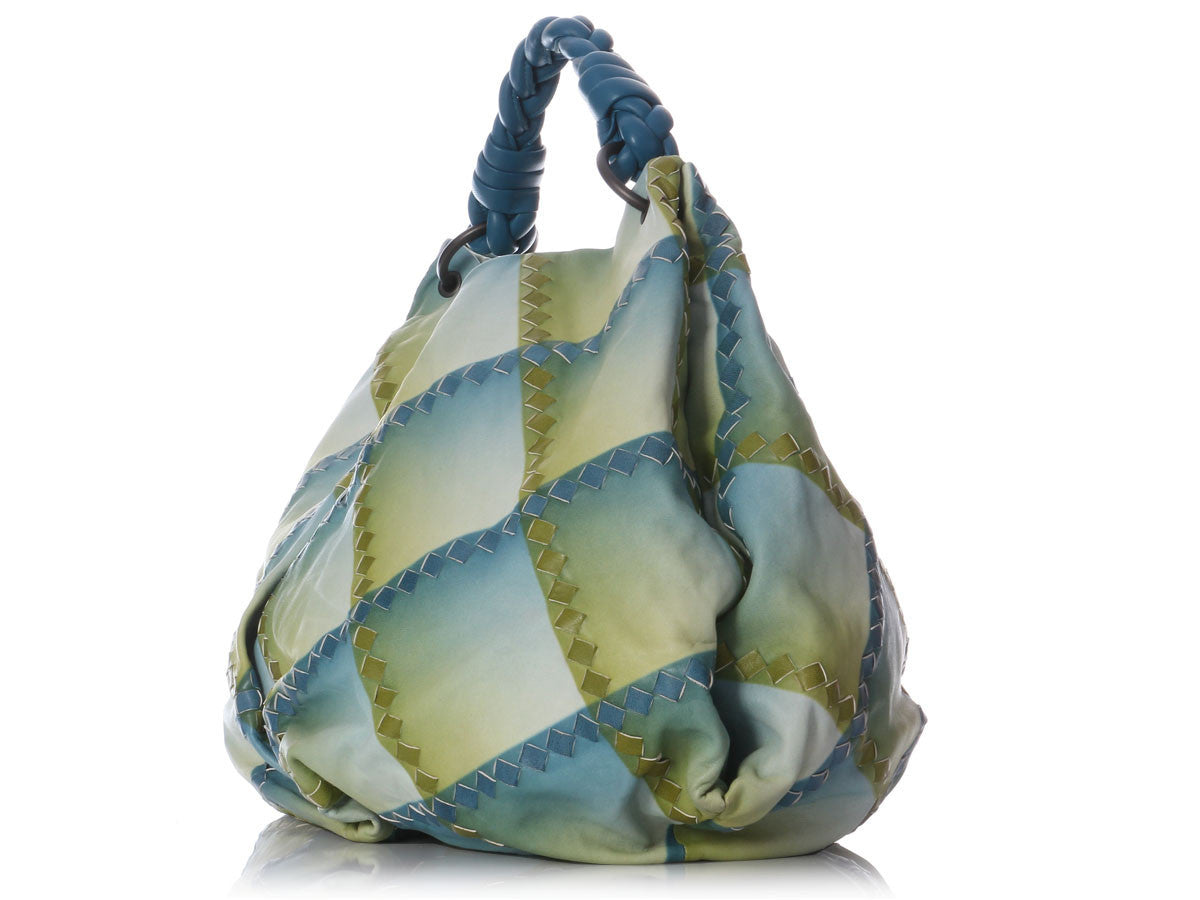 Bottega Veneta Blue and Green Maxi Milk Hobo