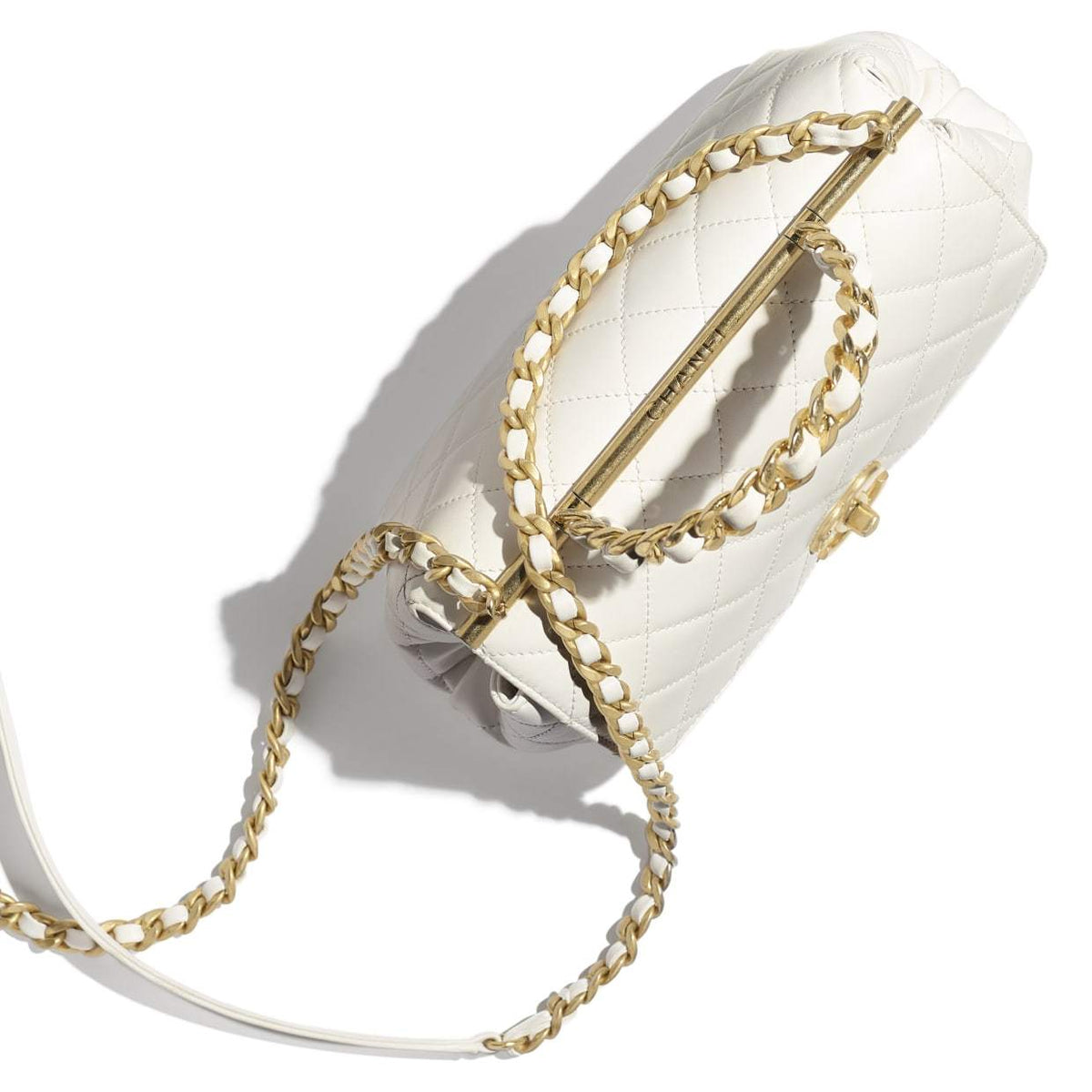Chanel Small Flap Bag With Top Handle White