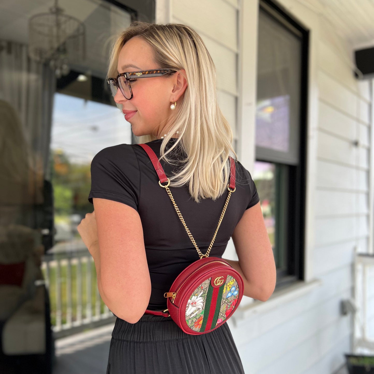 Gucci GG Supreme Flora Mini Ophidia Backpack Red