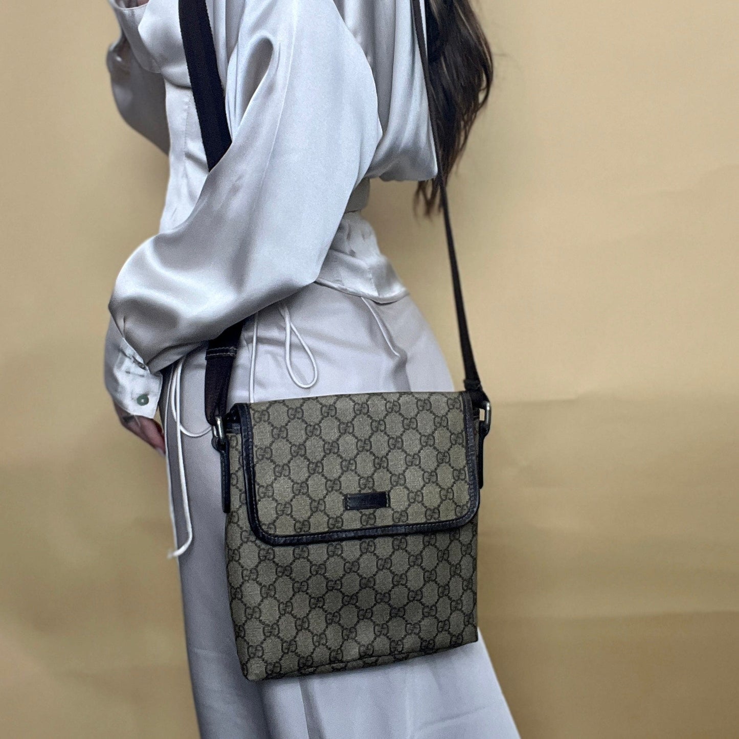 Gucci GG Canvas Brown Web Crossbody