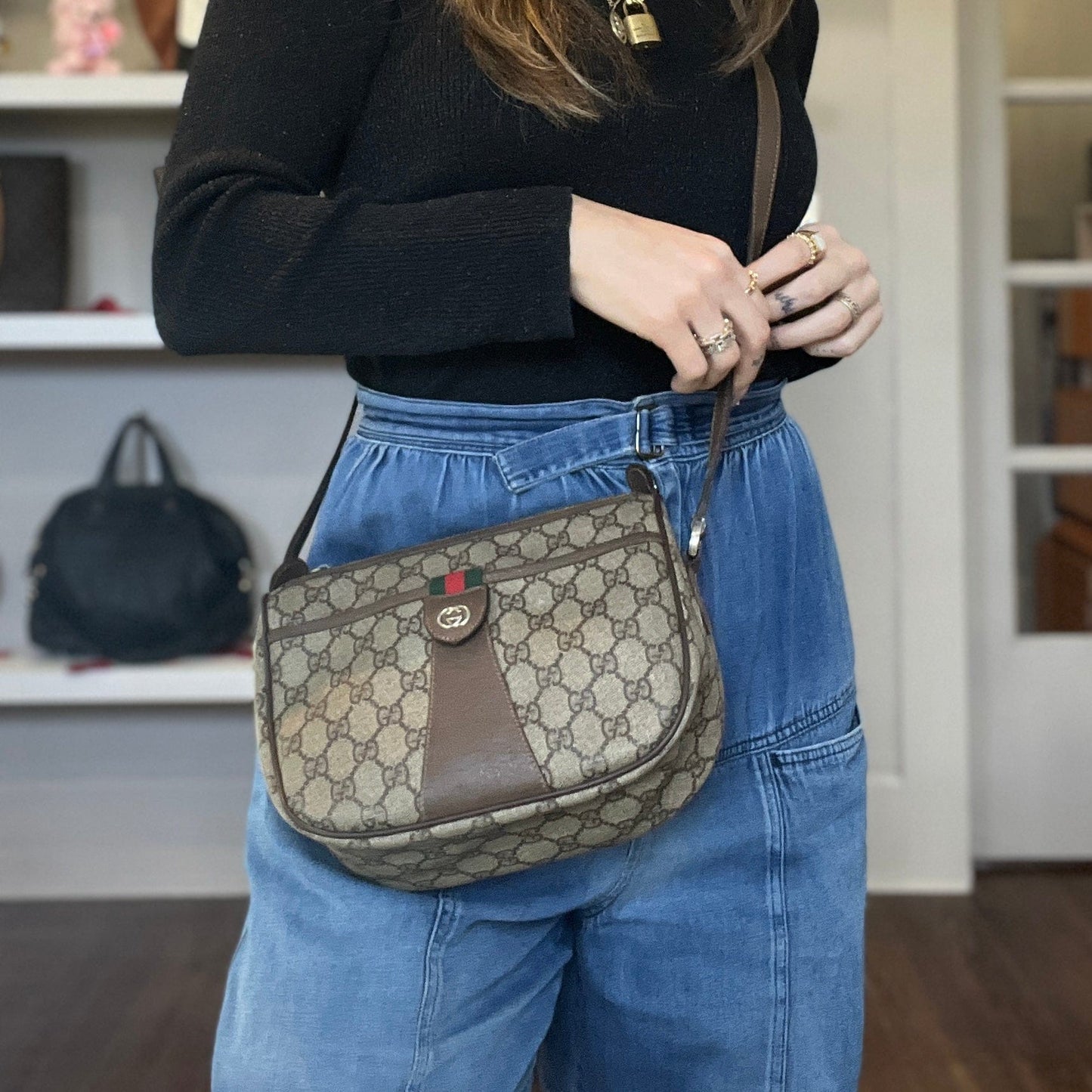 Gucci Vintage GG Plus Ophidia Web Crossbody