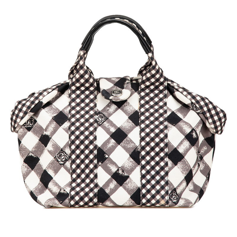 Chanel Cruise Line Gingham Check Canvas Leather Handbag Limited