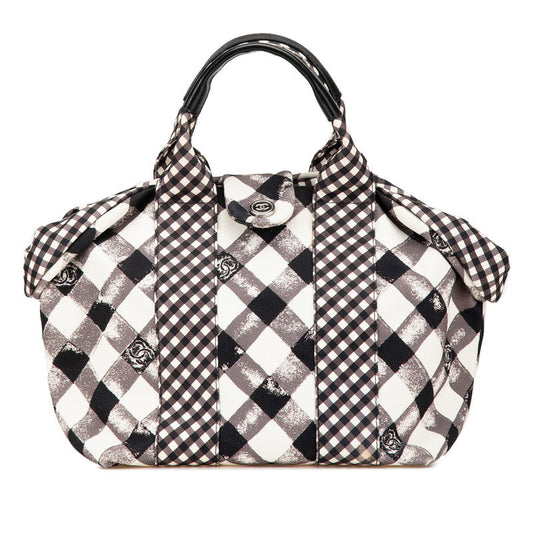 Chanel Cruise Line Gingham Check Canvas Leather Handbag Limited
