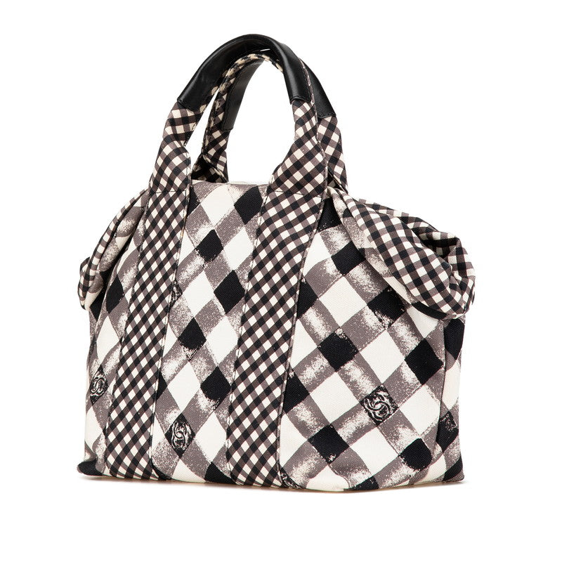 Chanel Cruise Line Gingham Check Canvas Leather Handbag Limited
