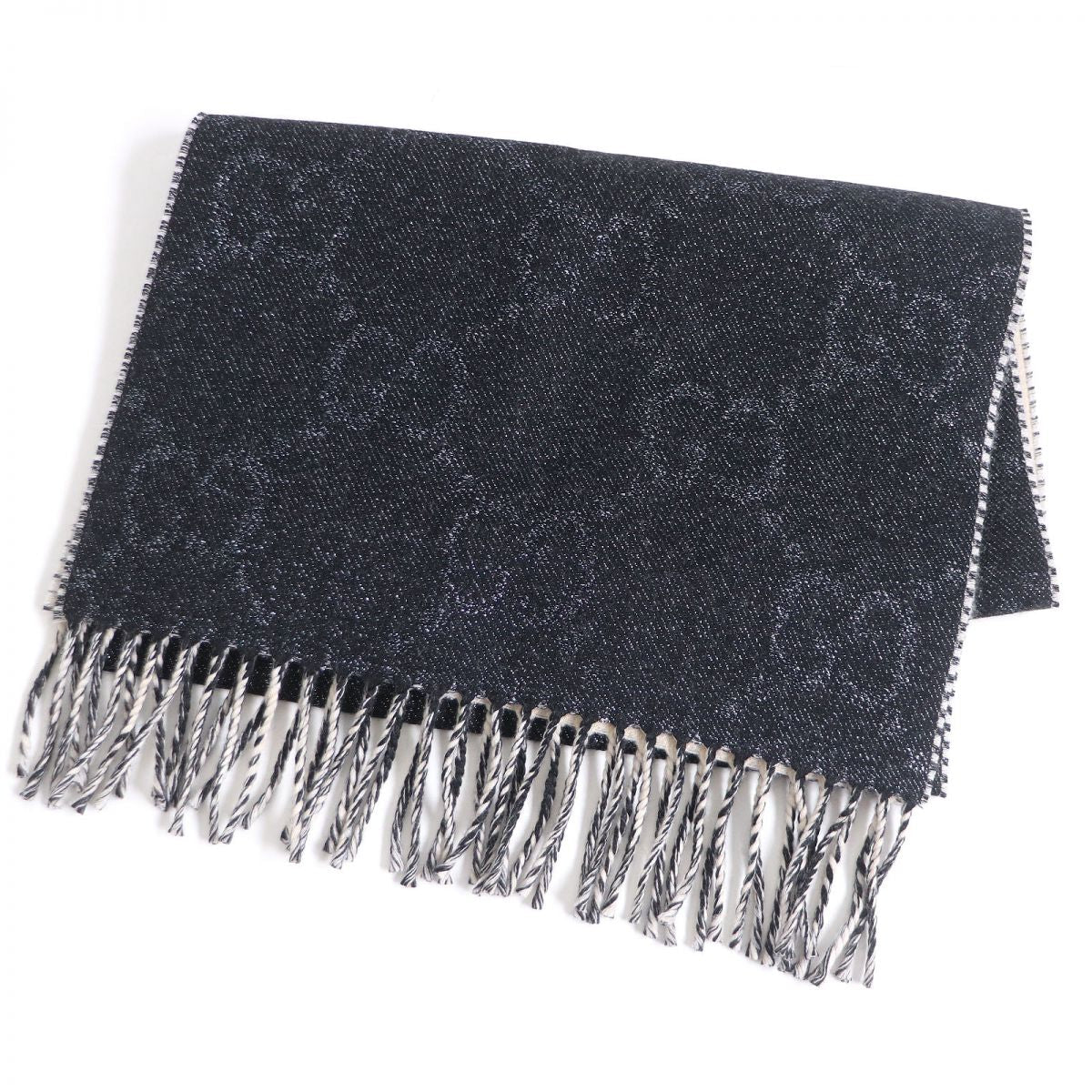 GUCCI scarf See photo Black x beige Women 34�~190cm Used