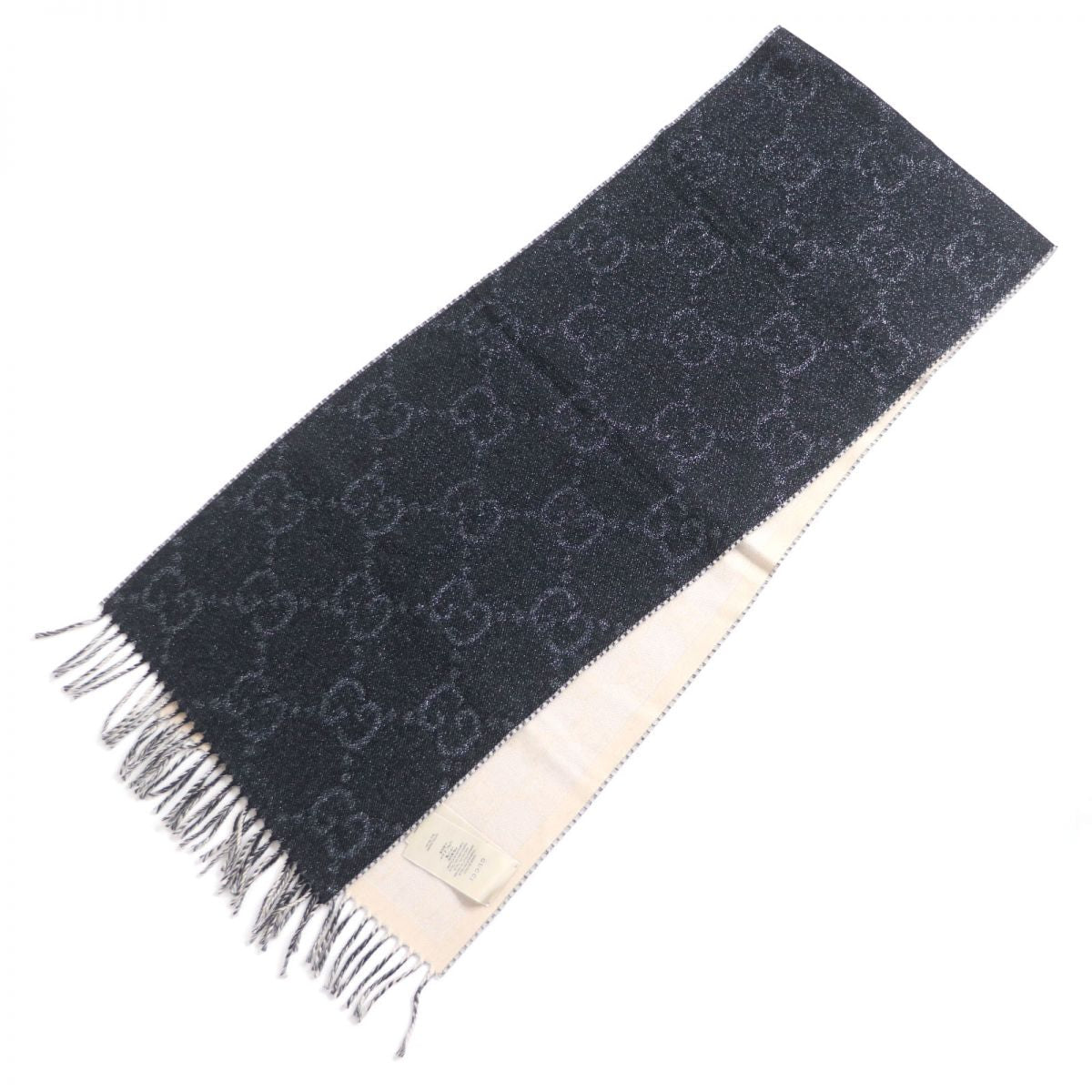 GUCCI scarf See photo Black x beige Women 34�~190cm Used