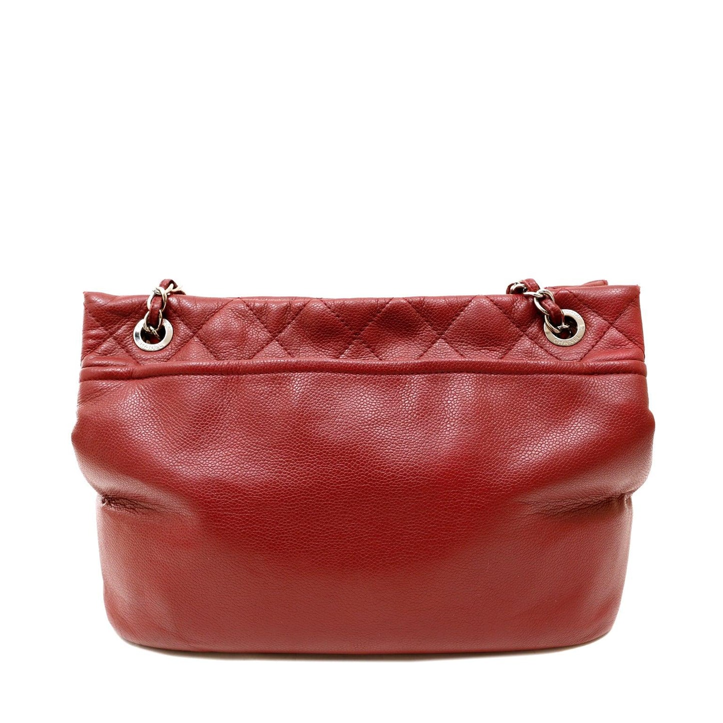 Chanel Red Caviar Leather Tote w/ Silver Hardware