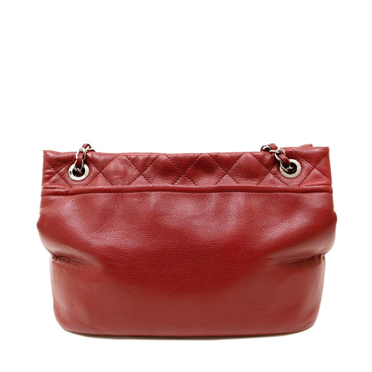 Chanel Red Caviar Leather Tote w/ Silver Hardware