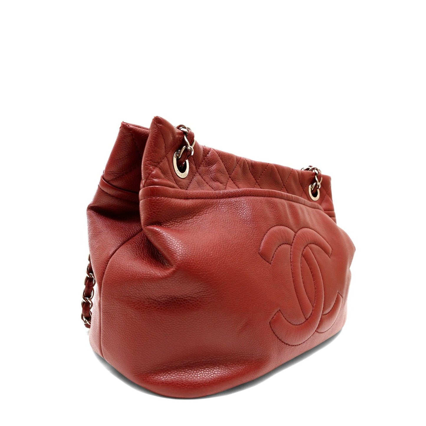 Chanel Red Caviar Leather Tote w/ Silver Hardware