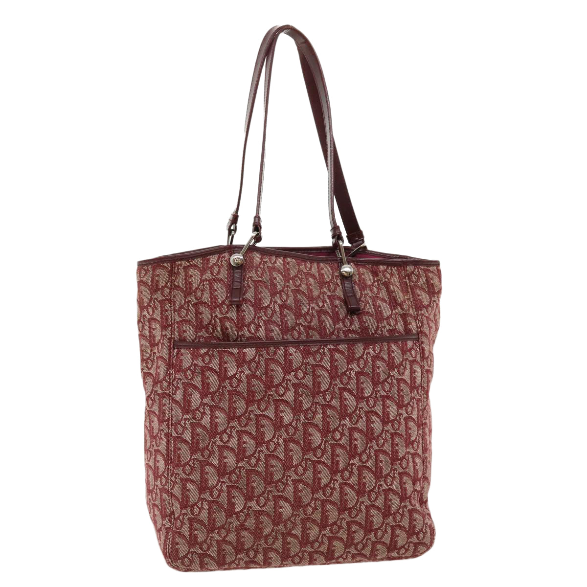 CHRISTIAN DIOR Trotter Canvas Tote Bag Red Auth tb175