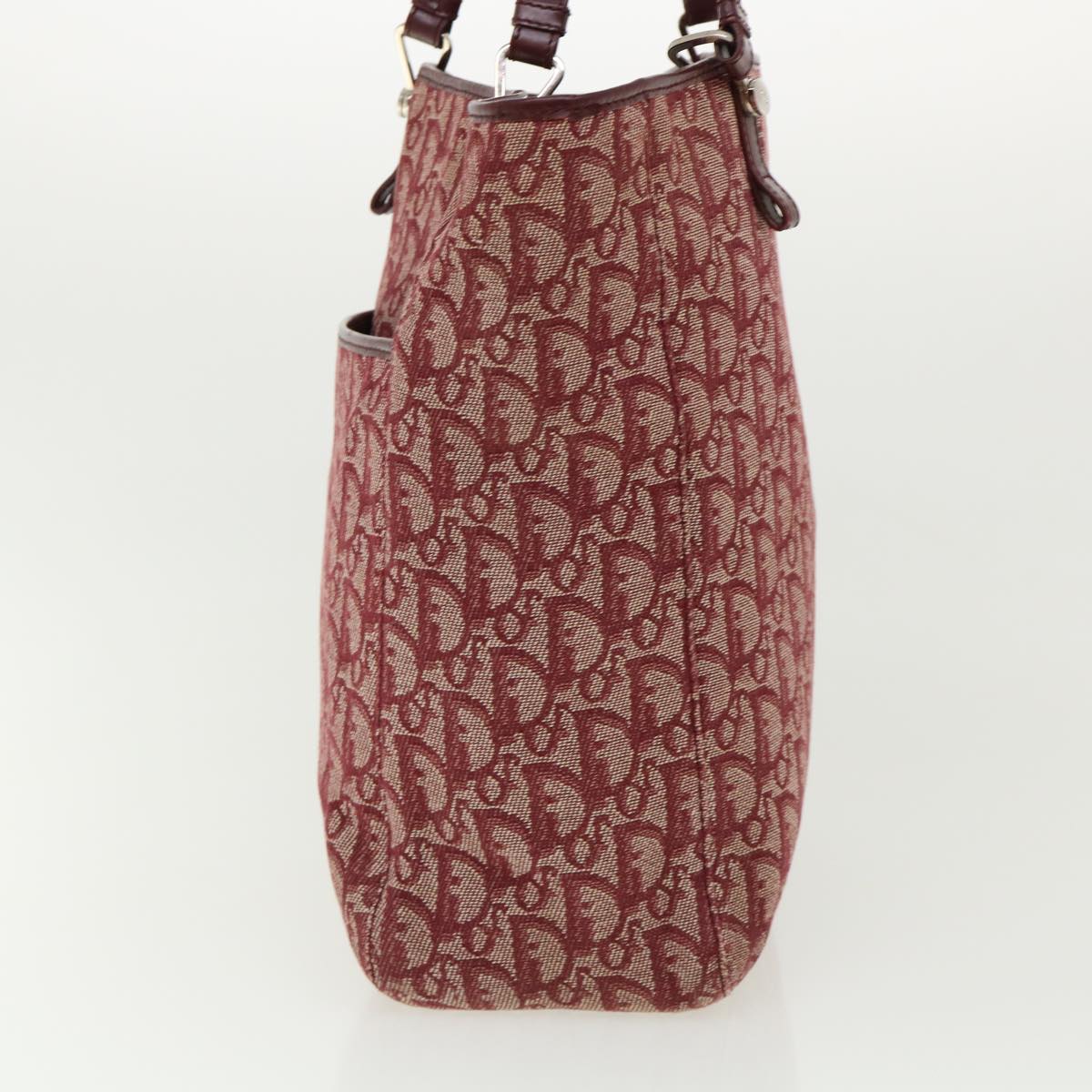 CHRISTIAN DIOR Trotter Canvas Tote Bag Red Auth tb175