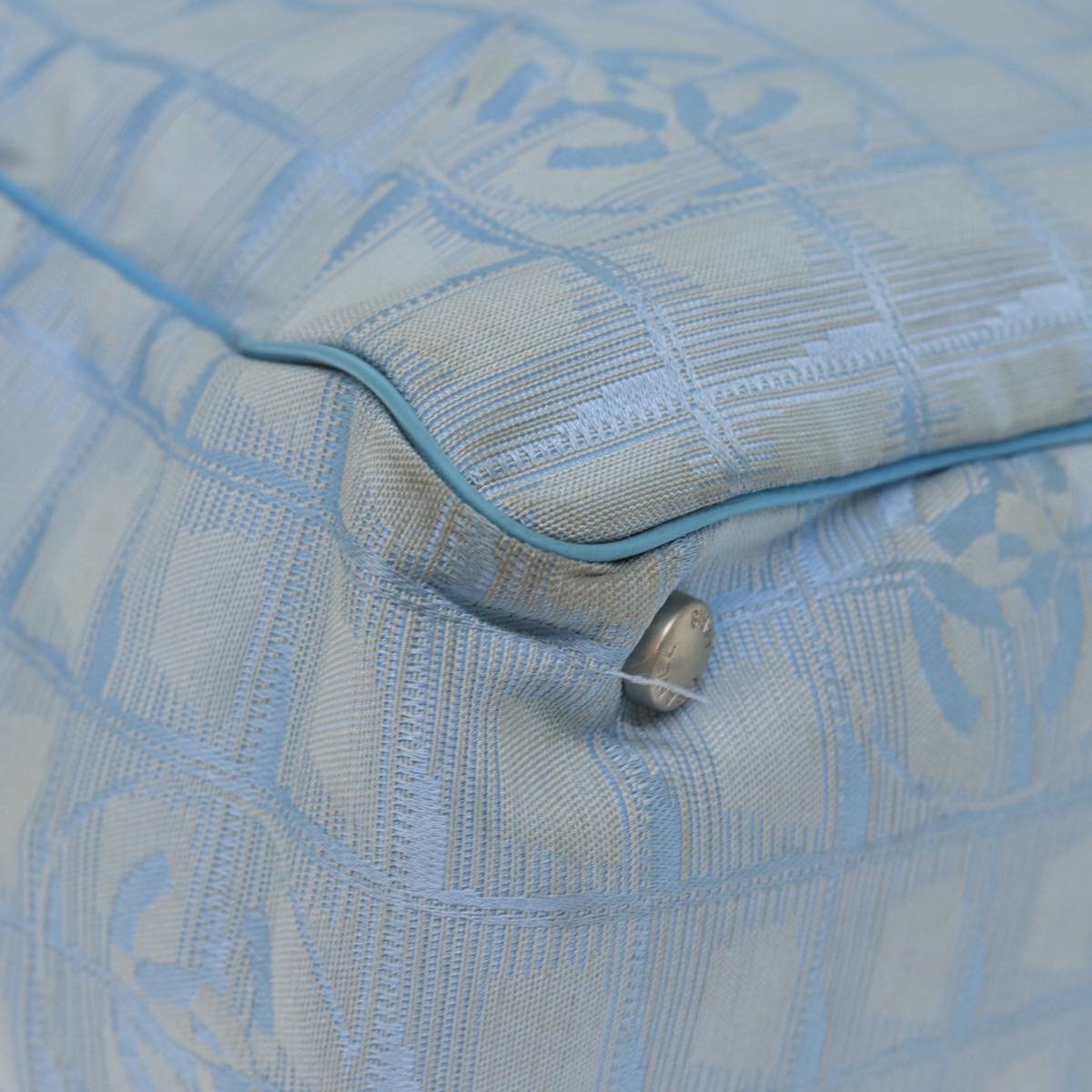 Top Quality Chanel New Travel Line Tote Bag Nylon Blue CC Auth th4976