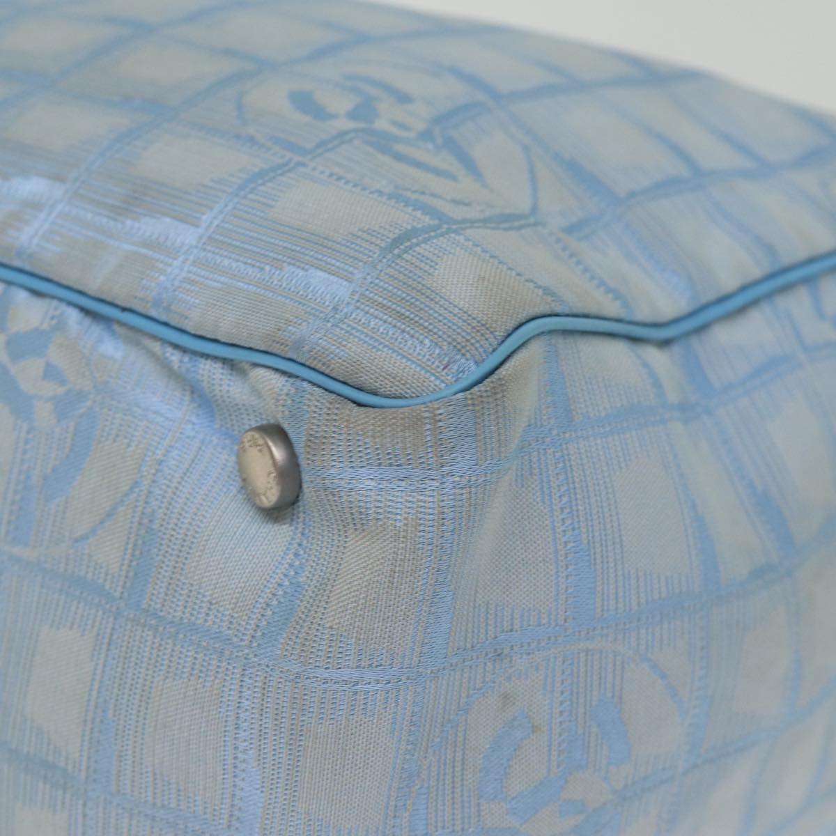 Top Quality Chanel New Travel Line Tote Bag Nylon Blue CC Auth th4976