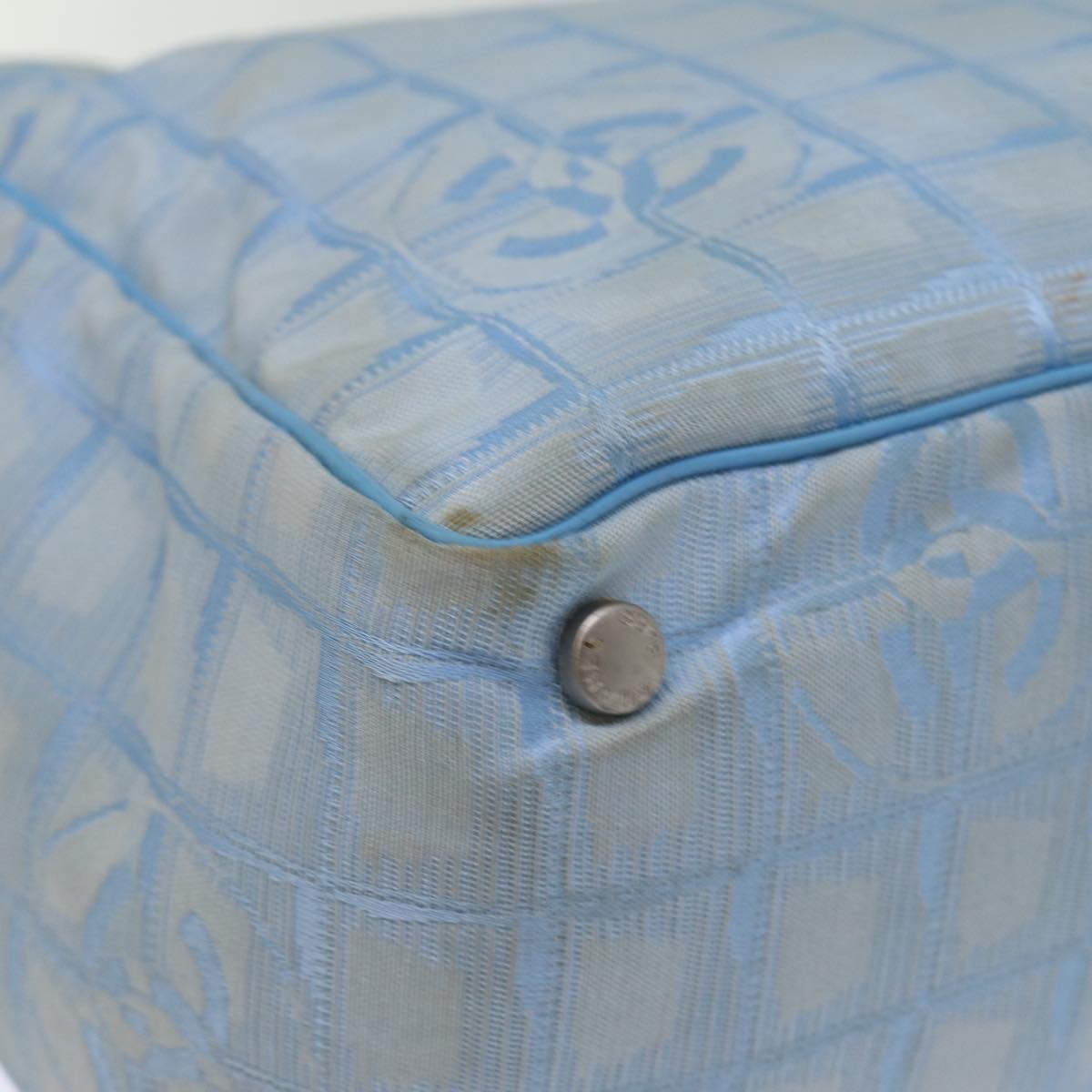 Top Quality Chanel New Travel Line Tote Bag Nylon Blue CC Auth th4976
