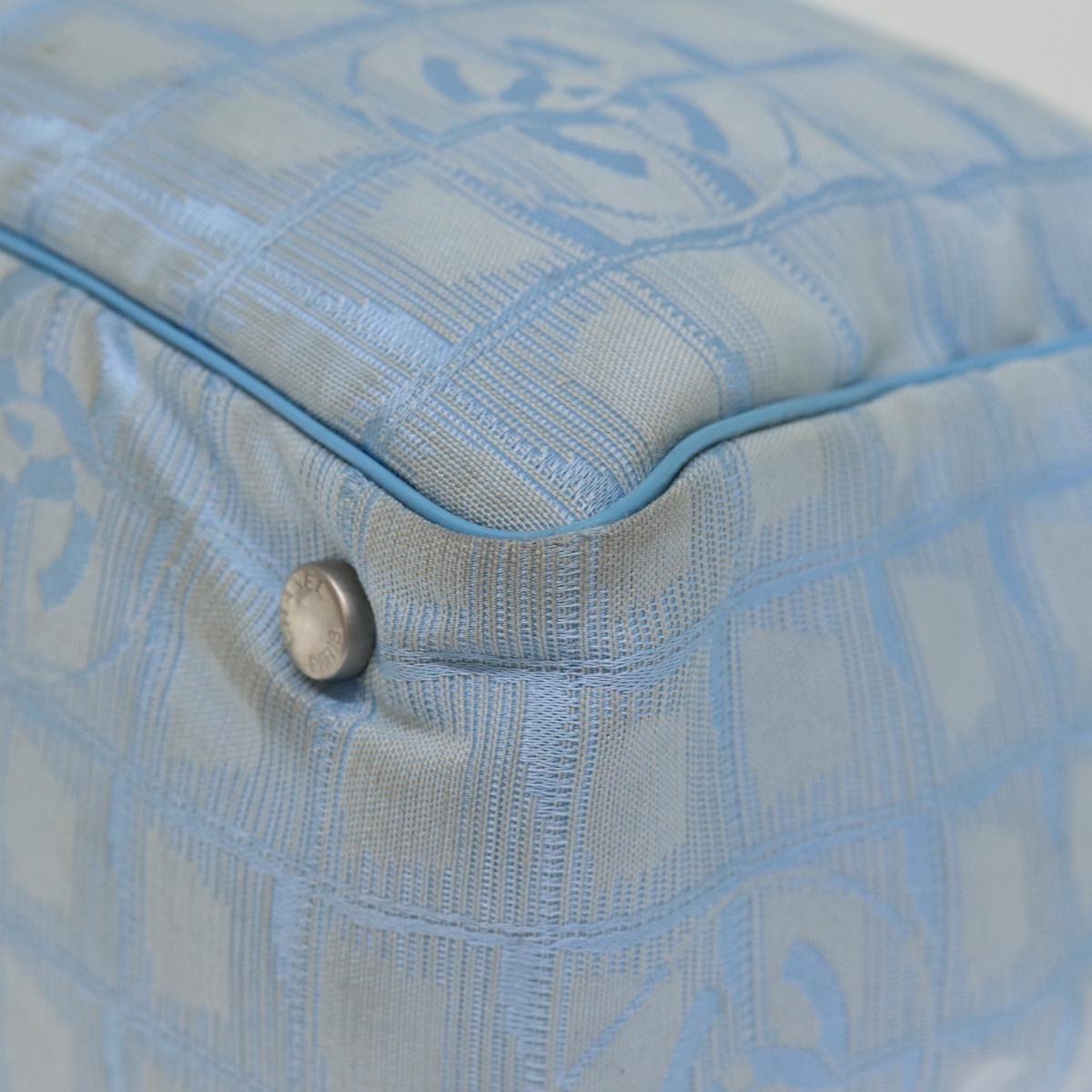 Top Quality Chanel New Travel Line Tote Bag Nylon Blue CC Auth th4976