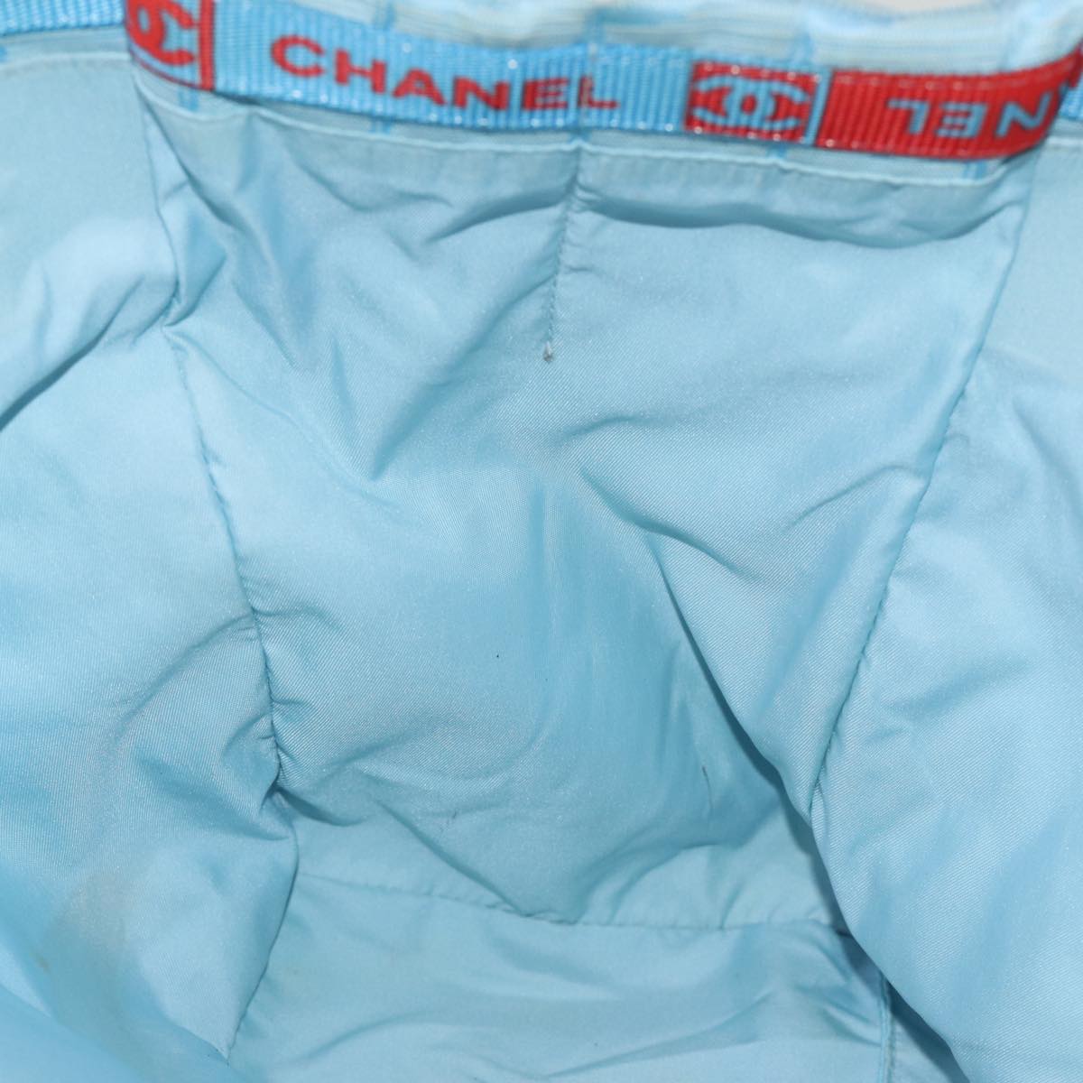 Top Quality Chanel New Travel Line Tote Bag Nylon Blue CC Auth th4976