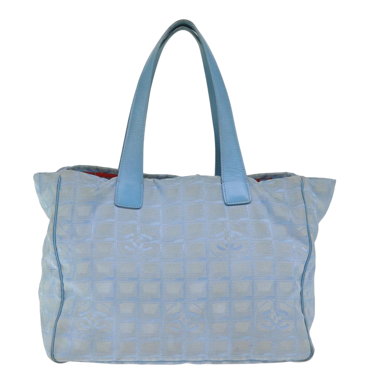 Top Quality Chanel New Travel Line Tote Bag Nylon Blue CC Auth th4976