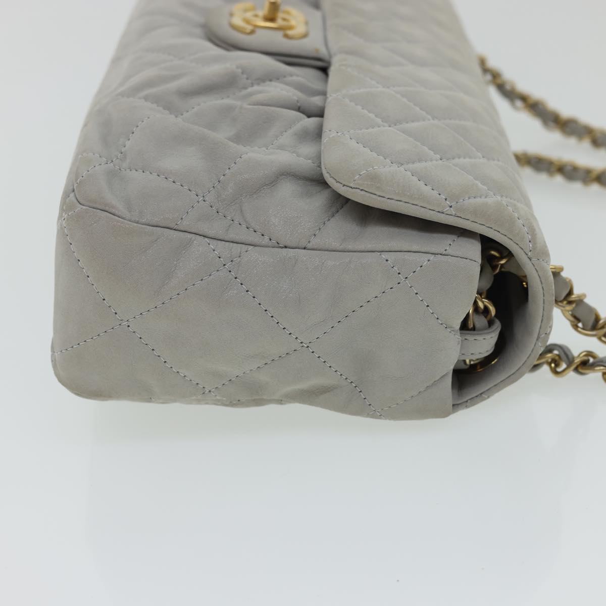Top Quality Chanel Lamb Skin Matelasse Double Chain Shoulder Bag Gray CC Auth am1097gA