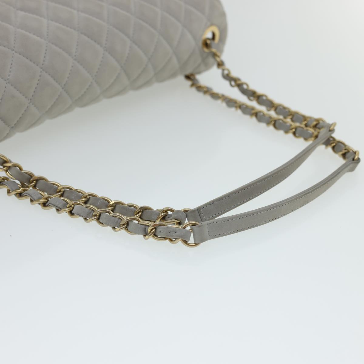 Top Quality Chanel Lamb Skin Matelasse Double Chain Shoulder Bag Gray CC Auth am1097gA