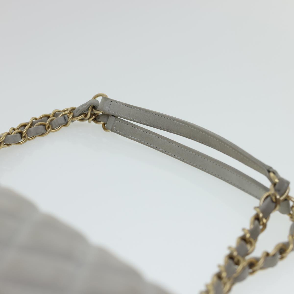 Top Quality Chanel Lamb Skin Matelasse Double Chain Shoulder Bag Gray CC Auth am1097gA