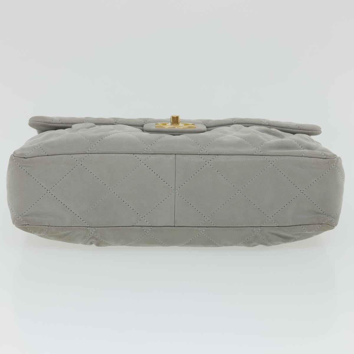 Top Quality Chanel Lamb Skin Matelasse Double Chain Shoulder Bag Gray CC Auth am1097gA