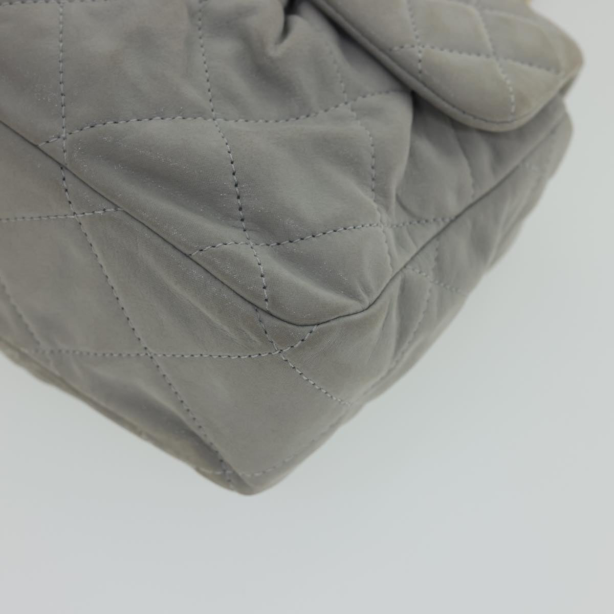 Top Quality Chanel Lamb Skin Matelasse Double Chain Shoulder Bag Gray CC Auth am1097gA