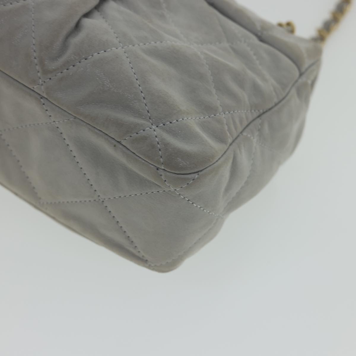 Top Quality Chanel Lamb Skin Matelasse Double Chain Shoulder Bag Gray CC Auth am1097gA