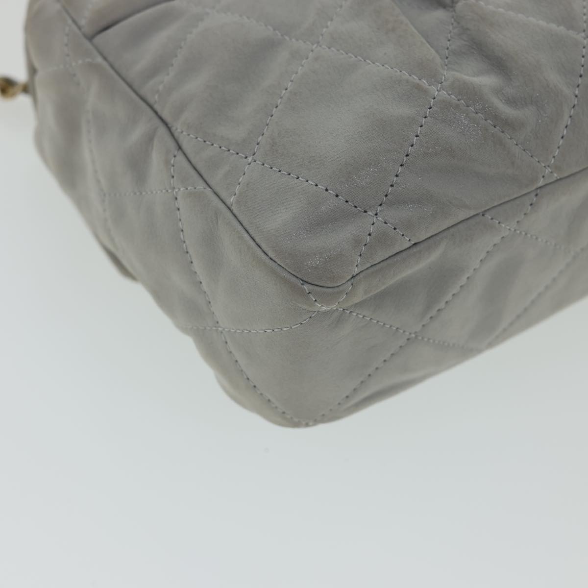 Top Quality Chanel Lamb Skin Matelasse Double Chain Shoulder Bag Gray CC Auth am1097gA