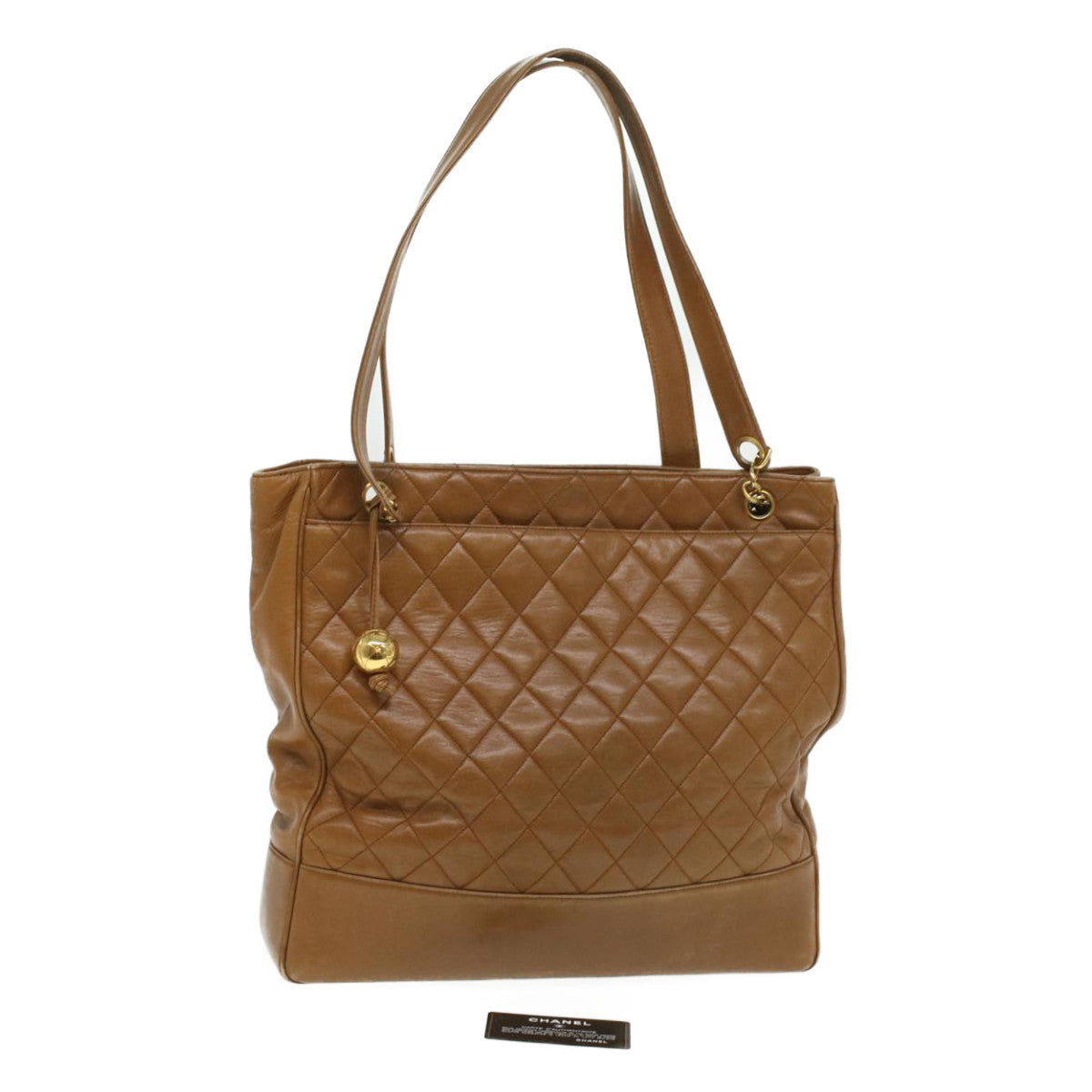 CHANEL Matelasse Chain Shoulder Bag Lamb Skin Brown CC Auth ar8527