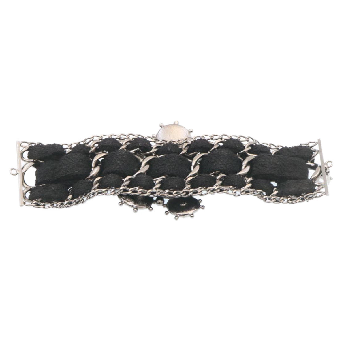 CHANEL Bangle Bracelet Metal Black CC Auth am1441sA