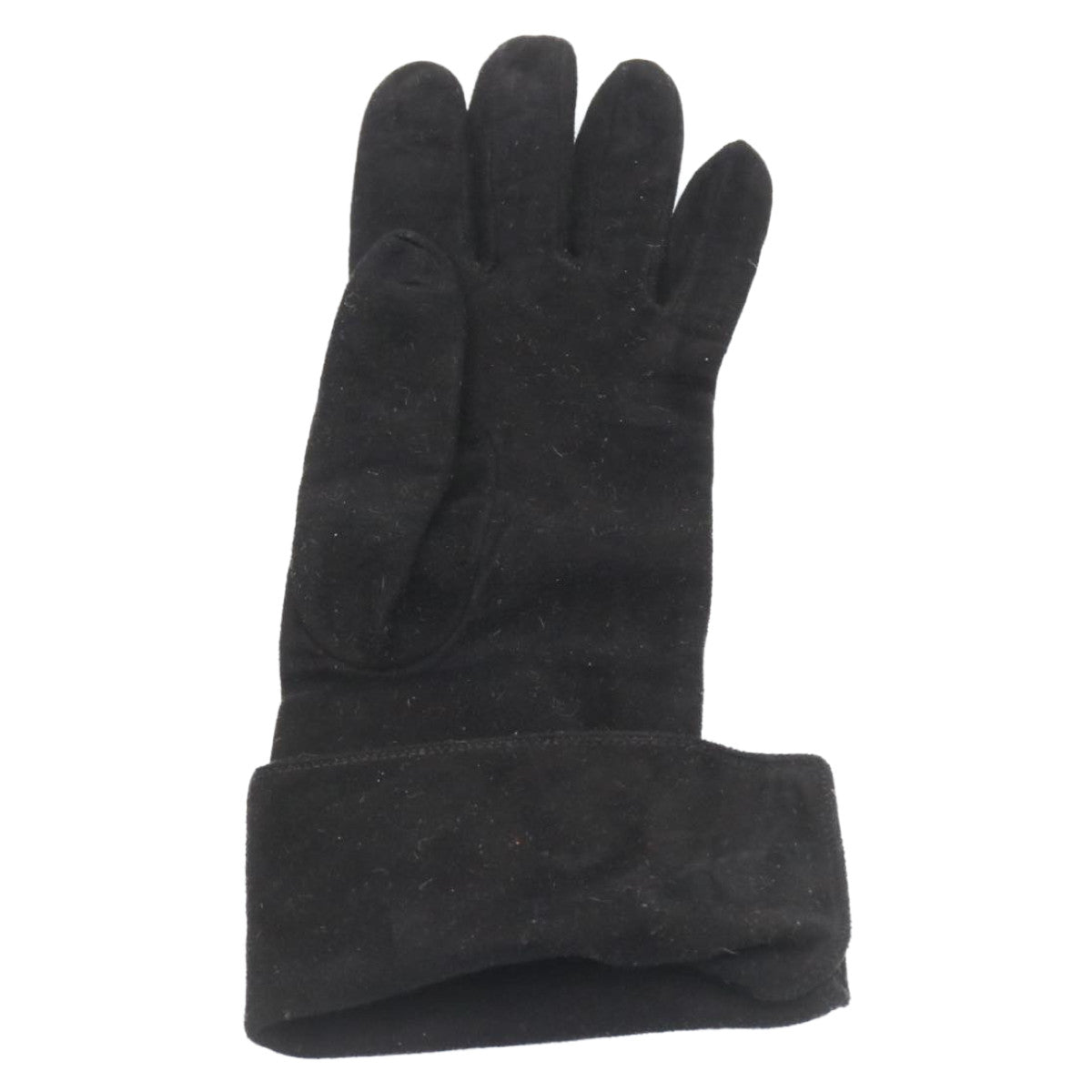 Top Quality Chanel COCO Mark Gloves Suede Black Gold CC Auth am2319sA