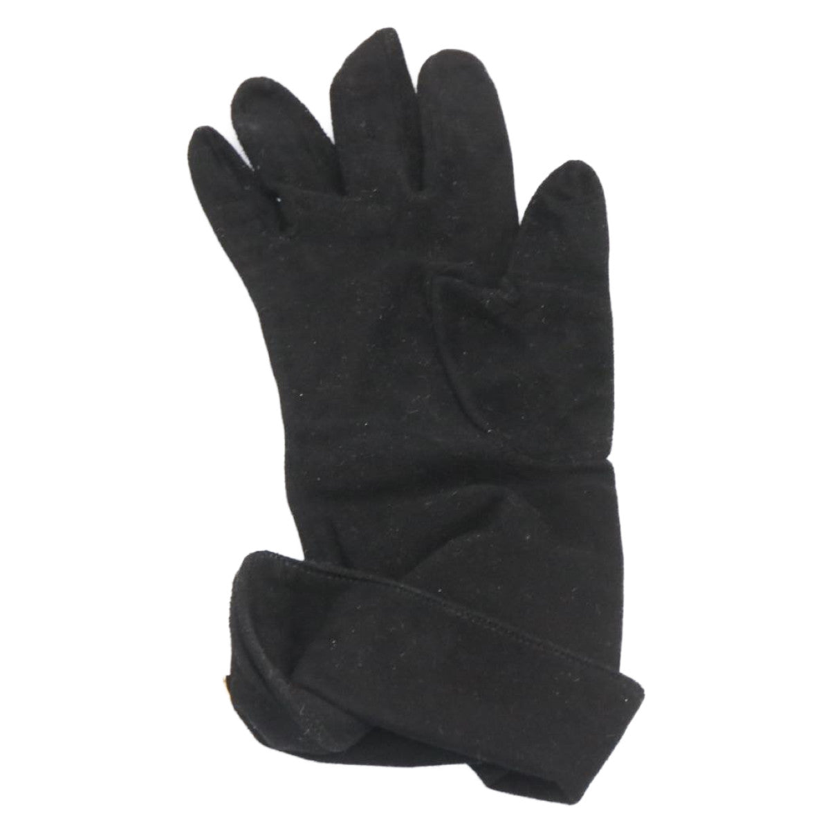 Top Quality Chanel COCO Mark Gloves Suede Black Gold CC Auth am2319sA