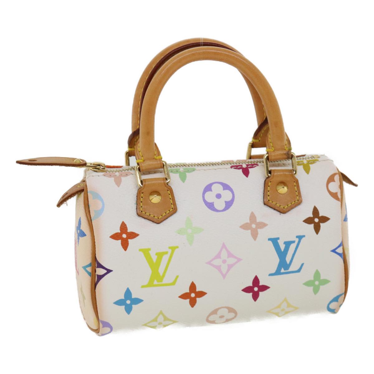 LOUIS VUITTON Monogram Multicolor Mini Speedy Hand Bag White M92645 Auth am548g
