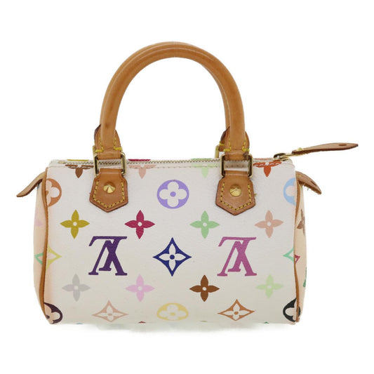 LOUIS VUITTON Monogram Multicolor Mini Speedy Hand Bag White M92645 Auth am548g