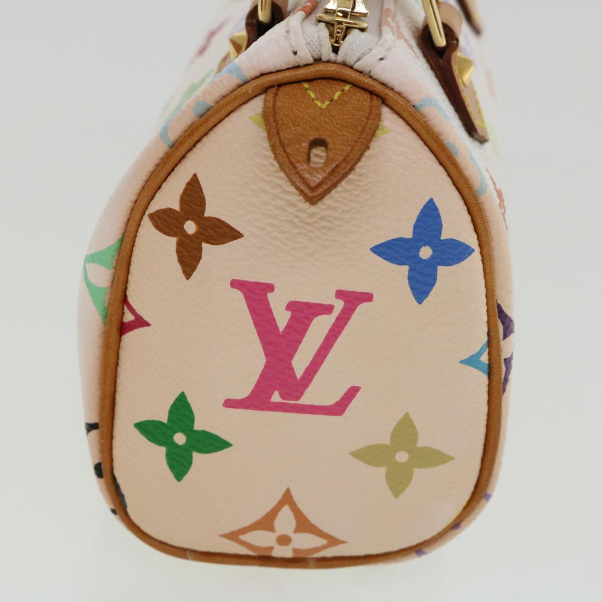 LOUIS VUITTON Monogram Multicolor Mini Speedy Hand Bag White M92645 Auth am548g