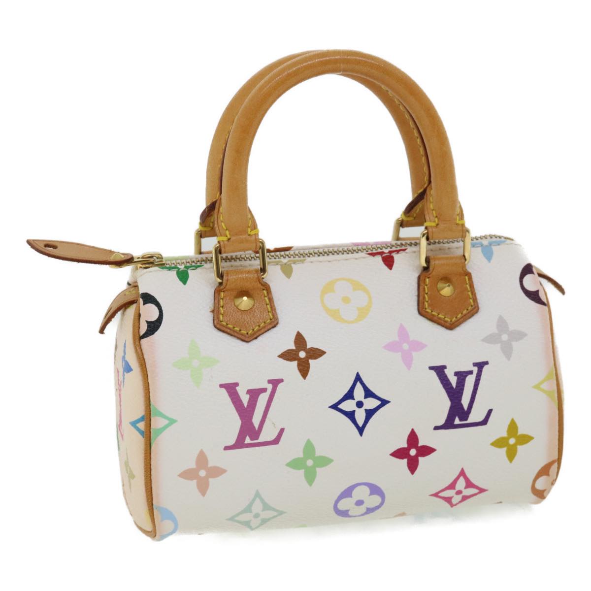 LOUIS VUITTON Monogram Multicolor Mini Speedy Hand Bag White M92645 Auth am915g
